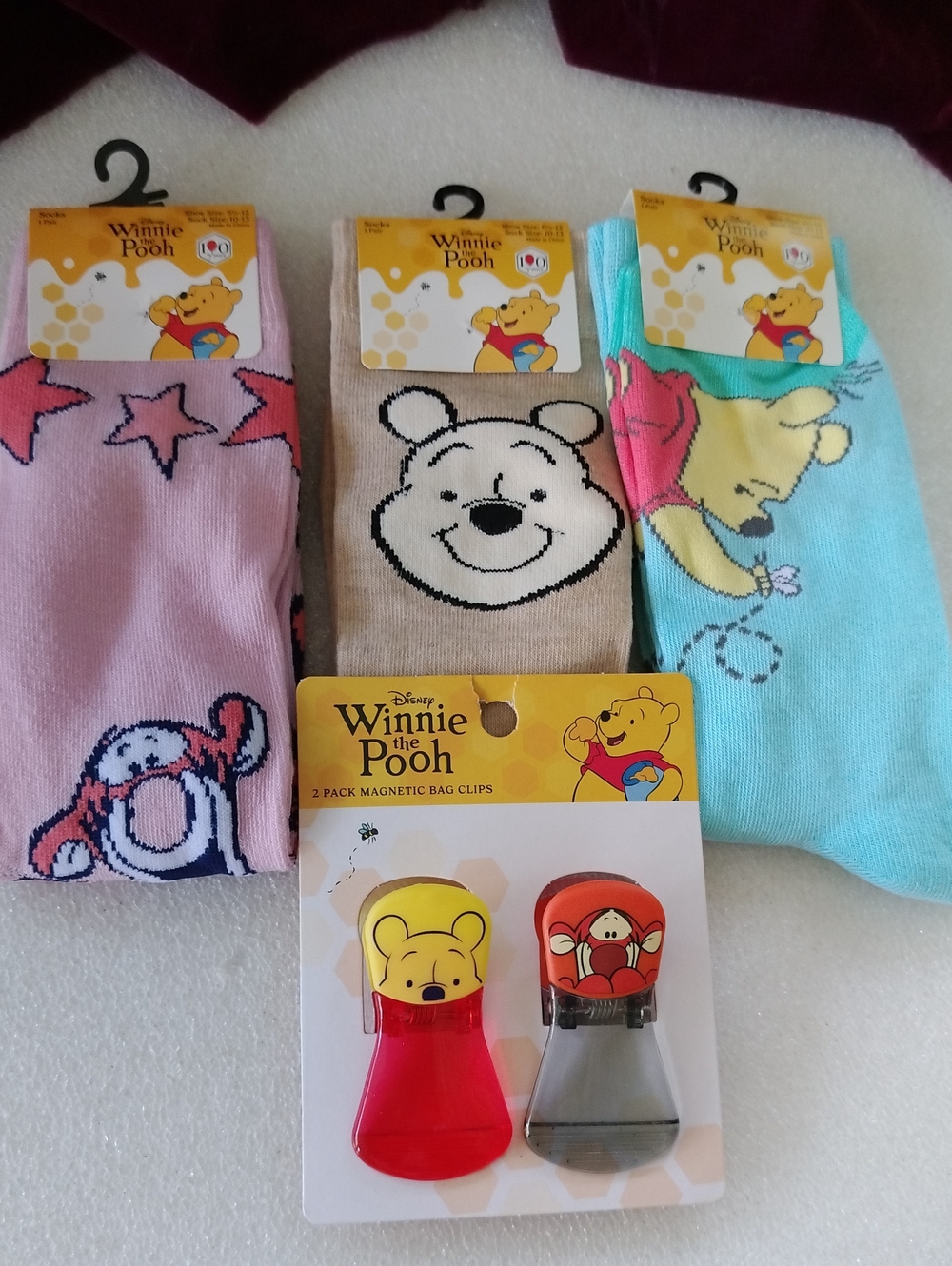 Winnie The Pooh 100 Year Anniversary Socks Shoe Sz 6 1/2 -12 Pair Socks 3 Pcs